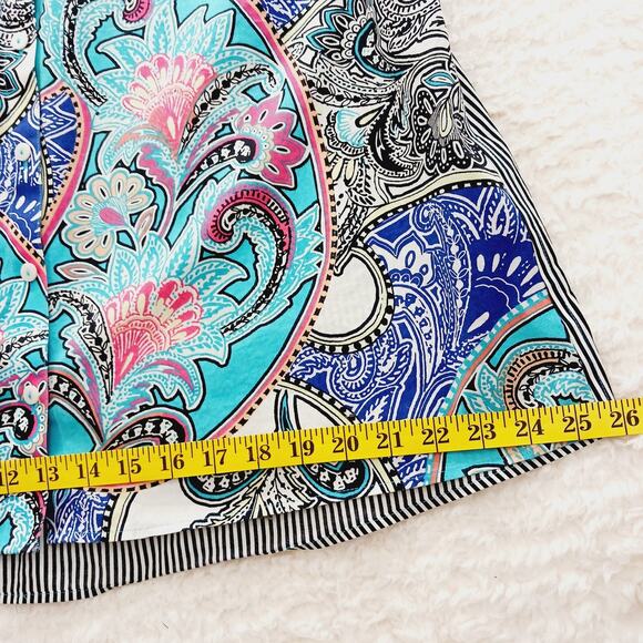 Blouse Size XL Pink Teal Stripe Resort Paisley Artcore Flamboyant Psychedelic - Picture 9 of 16